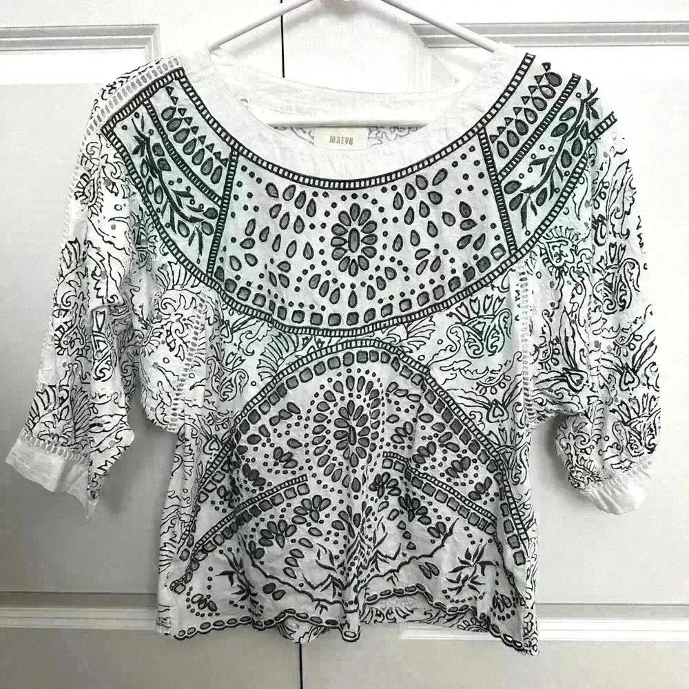 Maeve Ester Eyelet Cutout Embroidered Top
